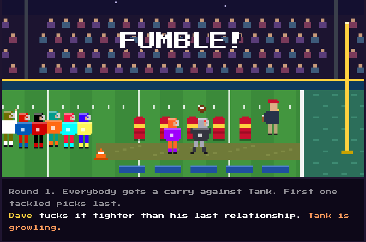 Ball carrier fumbles against Tank